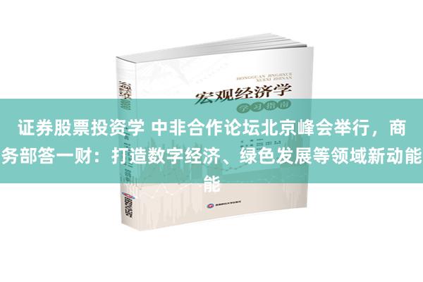 证券股票投资学 中非合作论坛北京峰会举行，商务部答一财：打造数字经济、绿色发展等领域新动能