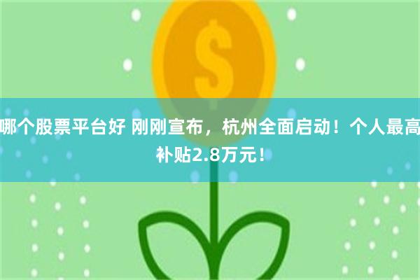 哪个股票平台好 刚刚宣布，杭州全面启动！个人最高补贴2.8万元！