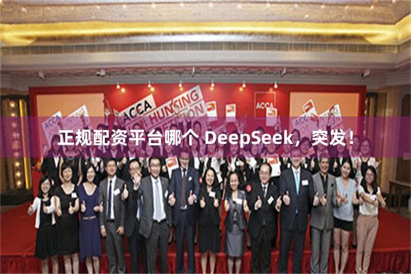 正规配资平台哪个 DeepSeek，突发！